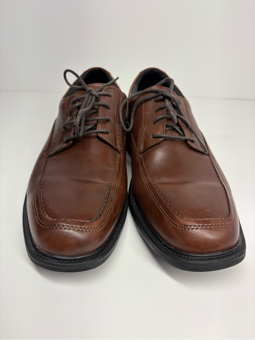 Bostonian Men's Brown Leather Lace-Up Square Toe Derby Dress Shoes 8.5 W